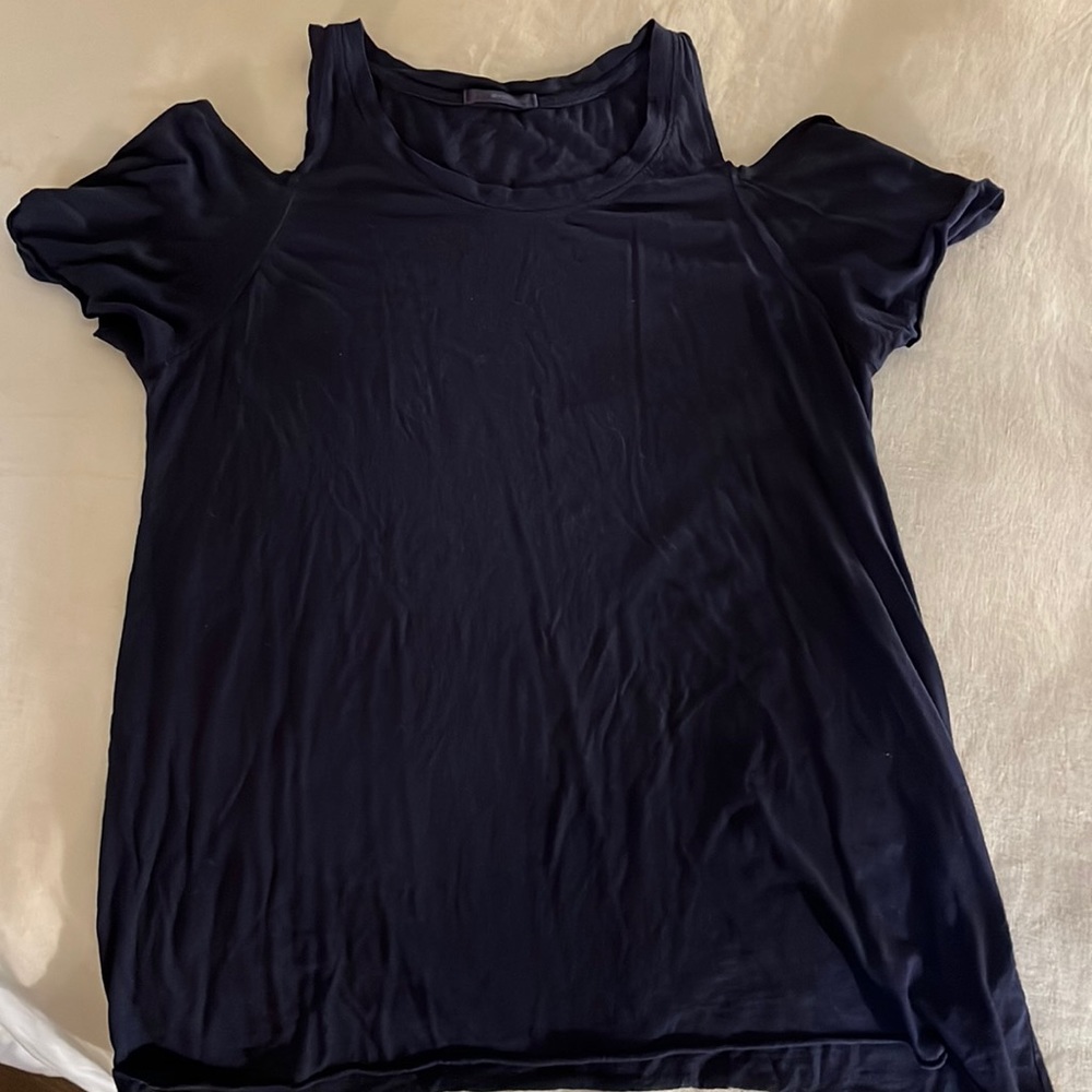 Navy Cold Shoulder Top